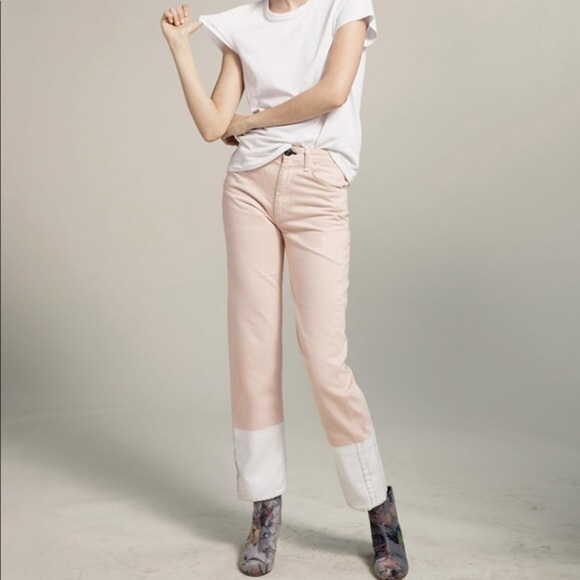 Rag & Bone Rbw15 Rose Light Pink High Rise Straight Selvedge Jeans 26 - Picture 2 of 8